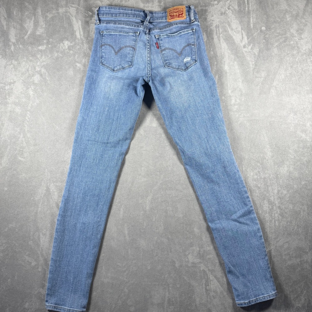 Levis 711 Skinny Jeans Womens 26 Medium Wash Distressed Ripped Mid Rise Denim - Picture 7 of 12